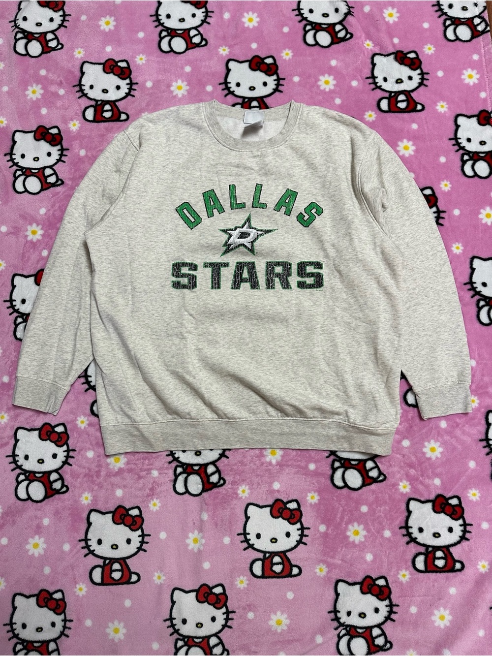 NHL Dallas Stars Cream Crewneck Sweatshirt with Green Logo